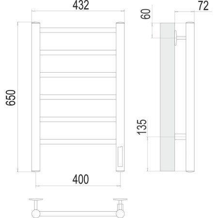 Полотенцесушитель электрический Terminus Аврора П6 40х65 4670078531148, хром