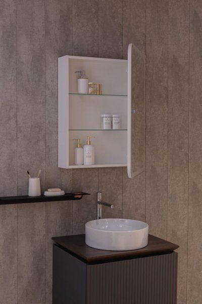 Зеркальный шкаф с посветкой и подогревом универсальный монтаж AQUAme AQM9201 600х800