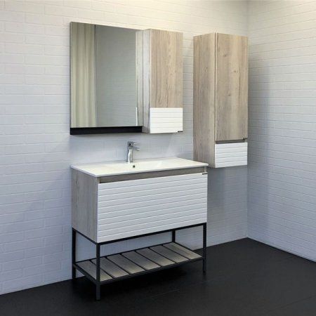 Тумба-умывальник COMFORTY "Страсбург-90" дуб дымчатый с раковиной COMFORTY 90E