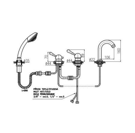 Смеситель Rav Slezak Labe L562.5PSM для ванны бронза