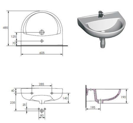 Раковина Cersanit President UM-P60/1 60