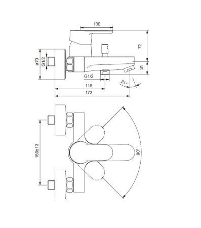 Смеситель Ideal Standart Vito B0412AA для ванны