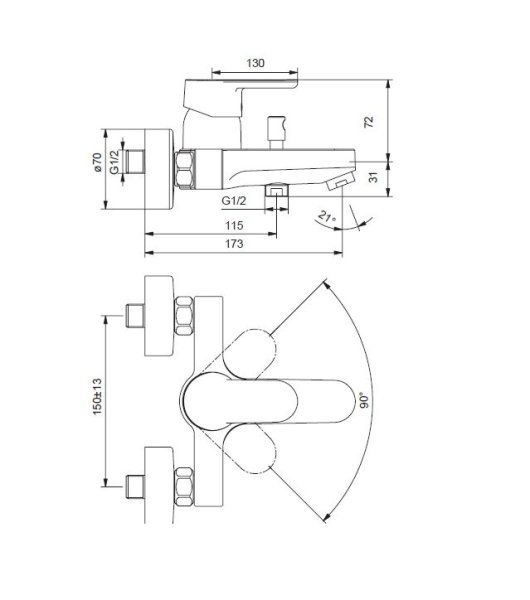 Смеситель Ideal Standart Vito B0412AA для ванны