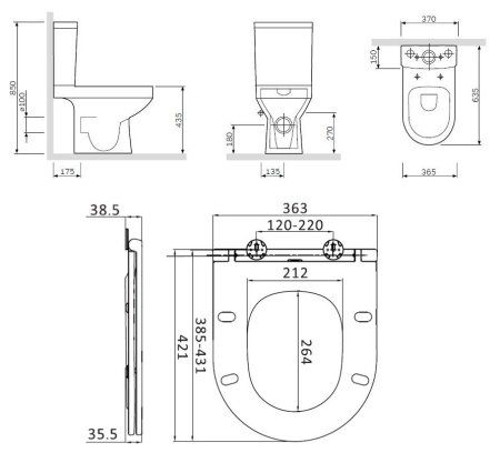 Комплект унитаза-компакт AM.PM Spirit CK70DC с сиденьем микролифт и аксессуарами для ванной комнаты