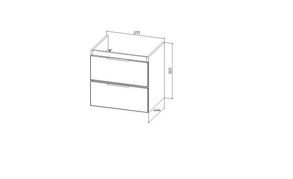 Тумба VIANT "Берлин" MODUO 60 2 ящика подвесная белая 444х570х520 (VBER60MDBEL-T2YP)