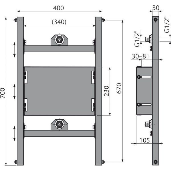 Система инсталляции для смесителя скрытого монтажа  AlcaPlast A117PB для гипсокартонной конструкции