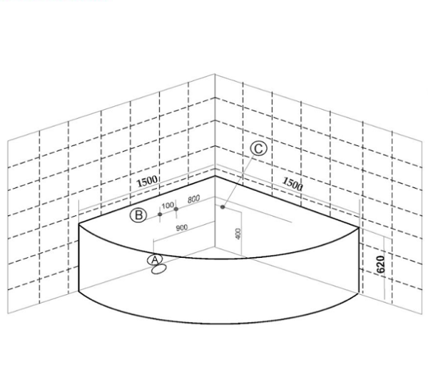 Акриловая ванна Frank F151 150х150 см, с гидромассажем