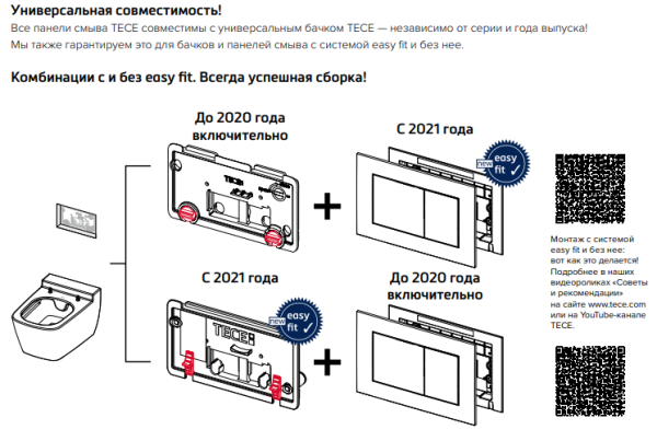 Система инсталляции для унитазов Tece TECEnow 9400413 4 в 1 с кнопкой смыва белой