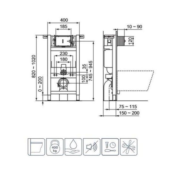 Система инсталляции Ideal Standard ProSys 150 R009067 для унитаза