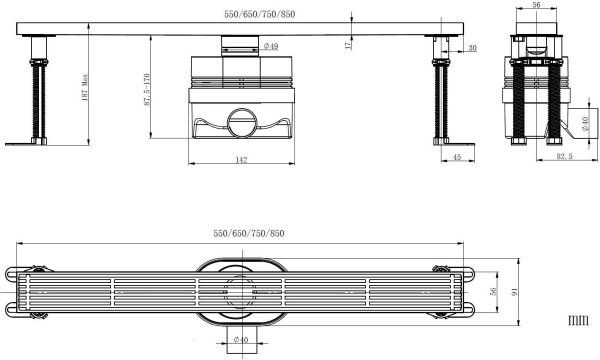 Душевой лоток Allen Brau Reality 9.50031.31 550 черный матовый
