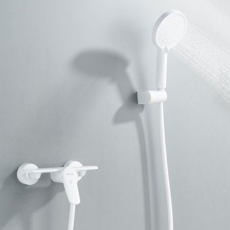 Смеситель для душевой кабины однорычажный  Shevanik S4716C, Белый