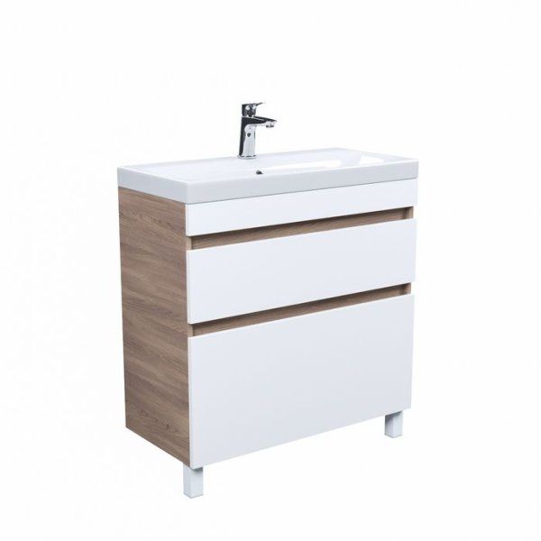 Тумба с умывальником IDDIS напольная с ящиками 80 см белая/под дерево Zodiac (ZOQHD8IKABHKFiSQ95XJK)