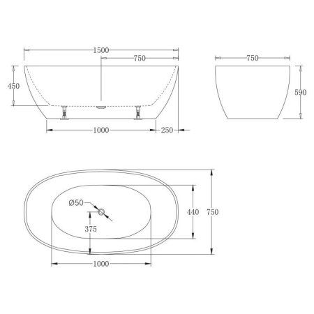 Акриловая ванна BelBagno BB81-1500