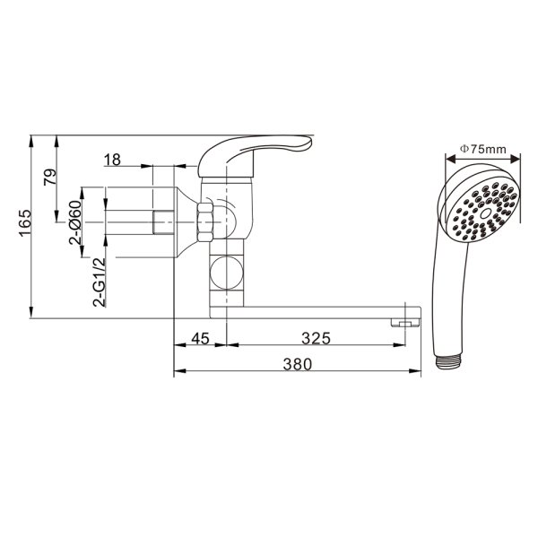 Смеситель для ванны WesnaArt PROF PRO18-320, хром