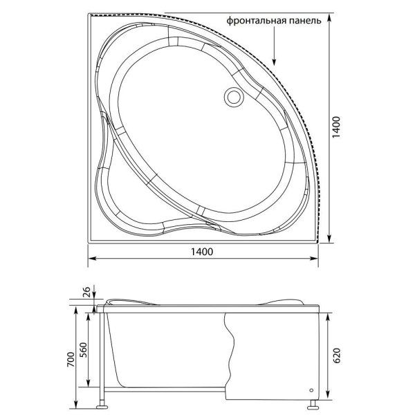Акриловая ванна Aquanet Palau 00204021 140х140