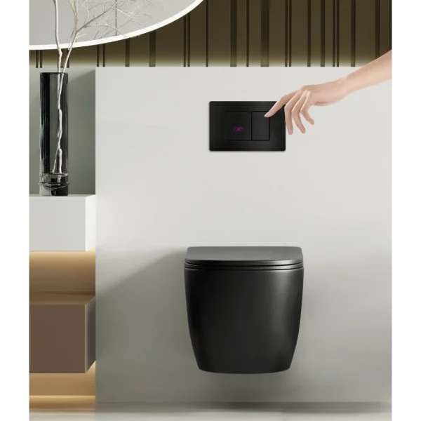 Кнопка смыва Abber AC0122SMB для инсталляции, сенсорная, питание от батареи, черный матовый