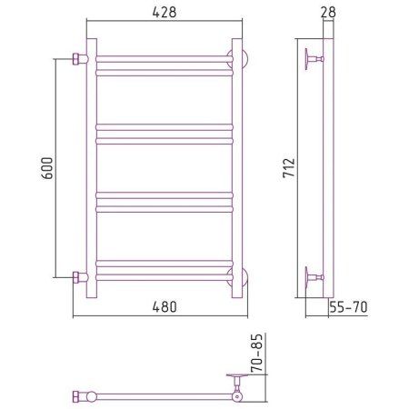 Полотенцесушитель водяной Стилье Версия-Б1 60х40 хром