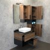 Тумба-умывальник COMFORTY "Штутгарт-75" дуб тёмно-коричневый с черной столешницей c раковиной COMFORTY T-Y9378