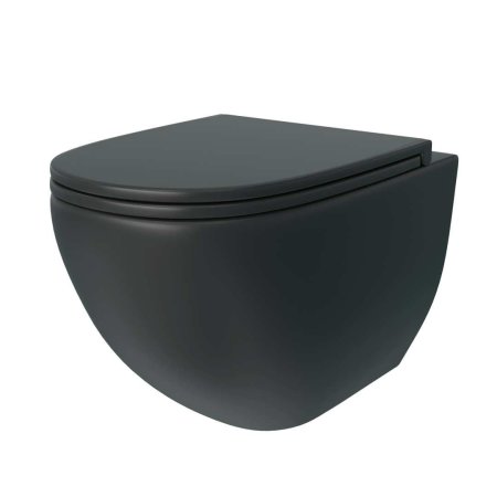 Унитаз подвесной Teymi Lina S Black черный матовый безободковый, сиденье микролифт T40111