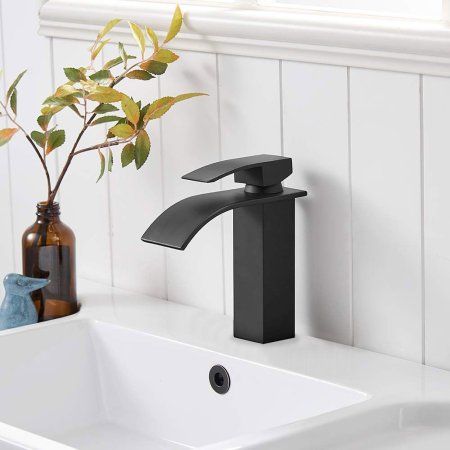 Смеситель для раковины (умывальника) REA FALCON BLACK 18 черный низкий, REA-B0253