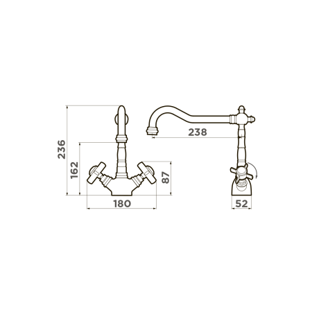 Смеситель для кухни Omoikiri Tokigawa-AB 4994257, античная латунь