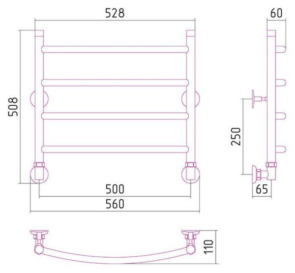 Полотенцесушитель водяной Стилье Аксиома 50х50