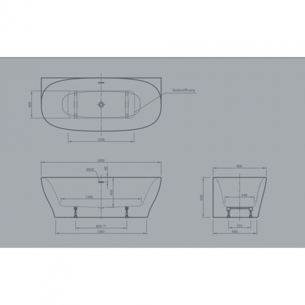 Акриловая ванна Knief Dream Wall 0100-252 180x80 пристенная, белый