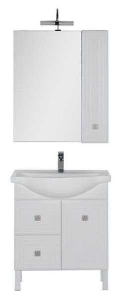 Тумба под раковину Aquanet Стайл 00181499 75 белая, 1 дверца, 2 ящика