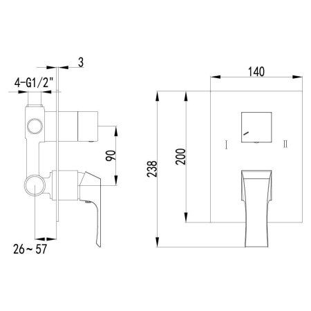 Смеситель для ванны с душем Lemark Unit (LM4527C)