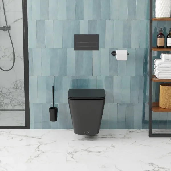 Унитаз подвесной Ceruttispa Maiella Aria CT9163 безободковый, с сиденьем микролифт, черный матовый