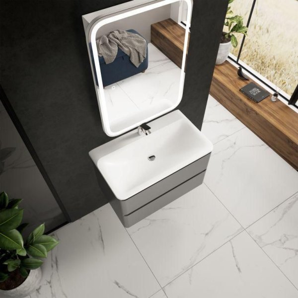 AQM900480GM "S4" Тумба под умывальник подвесная AQUAme "S4" AQM900480GM 80 см., цвет серый.