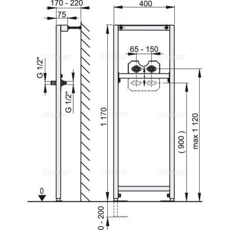 Система инсталляции для настенного смесителя AlcaPlast A104B/1200