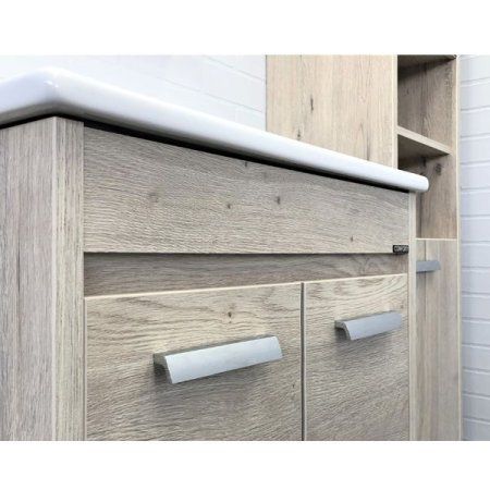 Тумба-умывальник COMFORTY "Марио-60" дуб дымчатый с раковиной "Quadro 60"