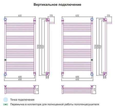 Полотенцесушитель водяной Сунержа Богема с полкой 1200x600 хром