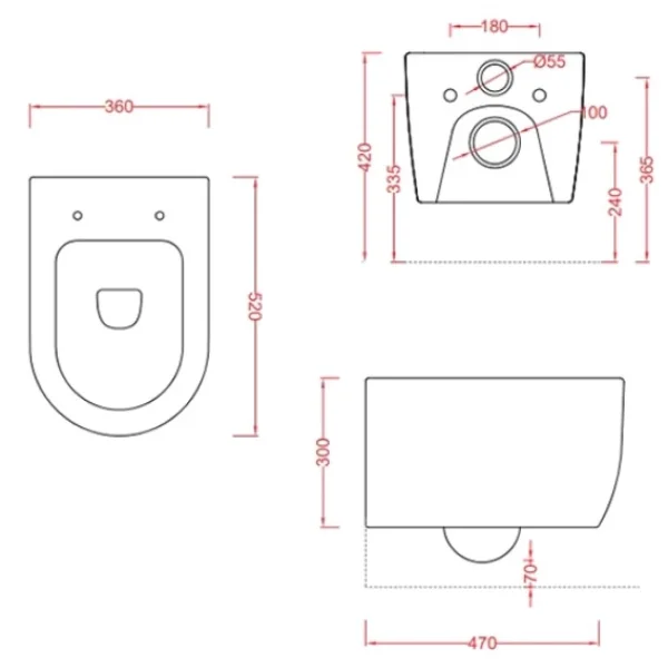 Унитаз подвесной Artceram Monet MNV001 17 00 безободковый, черный матовый