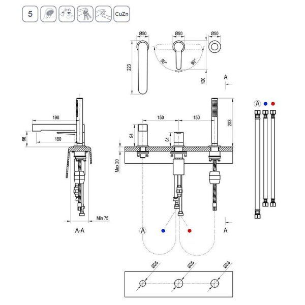 Смеситель Ravak Puri PU 026.20 X070186 для ванны черный матовый