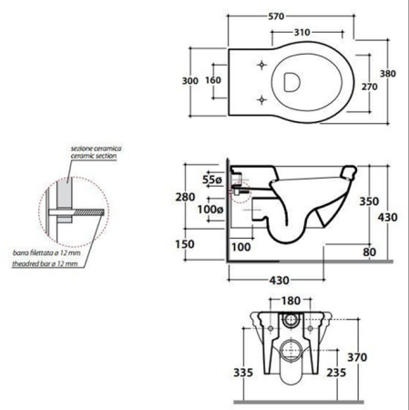 Унитаз подвесной Simas Vignoni Rimless VI18nero matt черный матовый