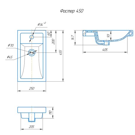 Умывальник MIXLINE "Фостер-45" белый (539008)