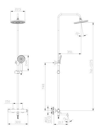Тропическая душевая система RUSH  (ST4235-80)