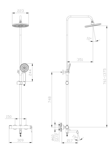 Тропическая душевая система RUSH  (ST4235-80)