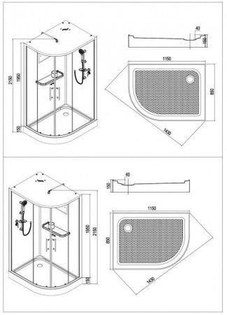 Душевая кабина Esbano ES-115 CR левый