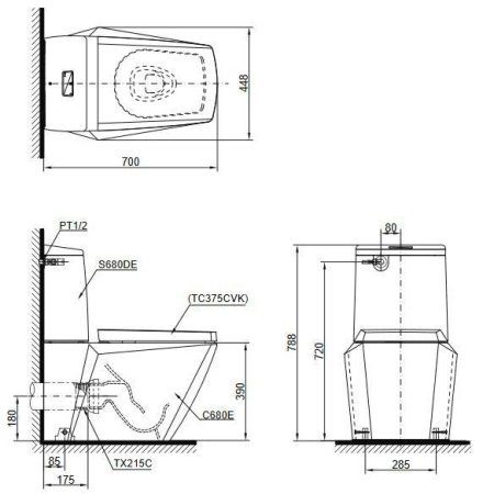 Унитаз-компакт Toto Jewelhex CW682ECW680PB белый