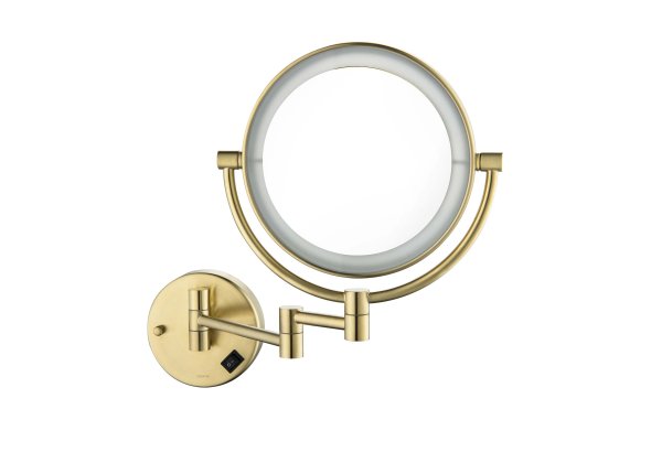 Зеркало косметическое настенное с подсветкой 5х Aquatek AQ4915BG, шлифованое золото