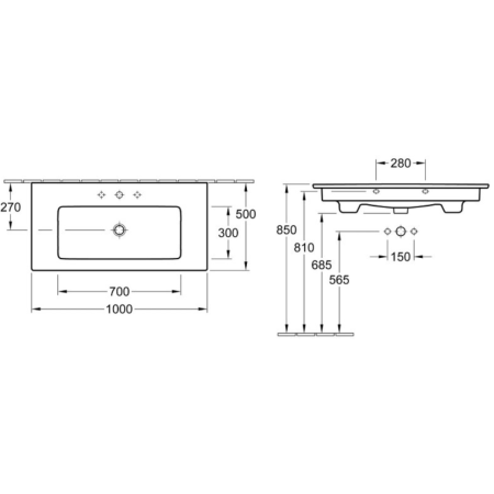 Раковина Villeroy & Boch Verity Line 4A12AL01 100х50 альпийский белый