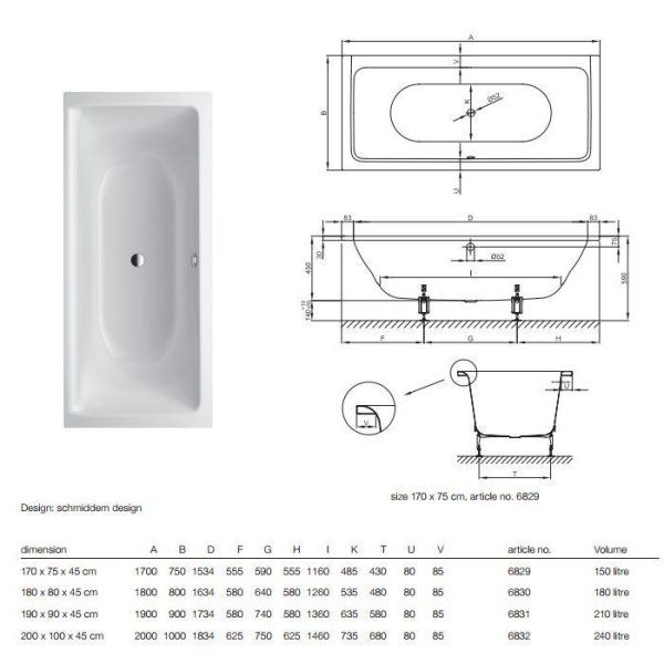 Ванна стальная Bette Free 6832-000 200x100 с шумоизоляцией