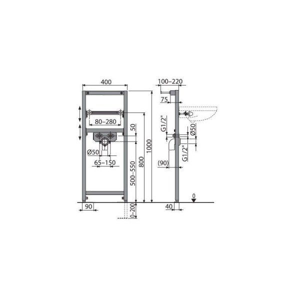 Система инсталляции для раковины AlcaPlast A104/1000