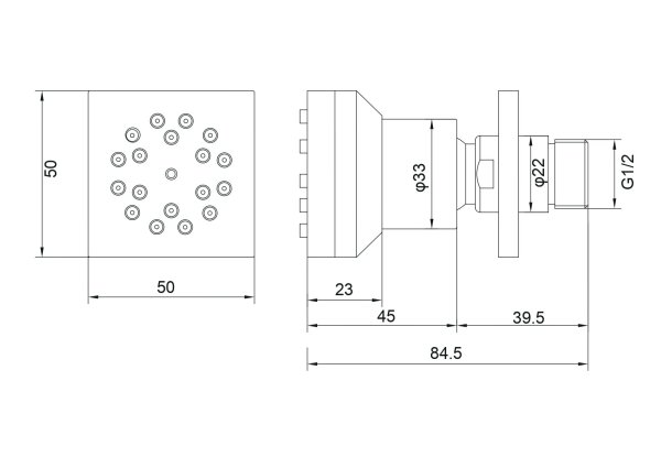 Боковая форсунка 50*50 AQUATEK AQ2098CR , Хром