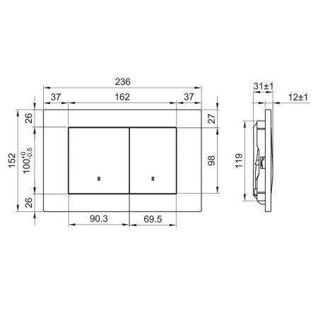 Клавиша OLIVE'S для инсталляции хром PORTO (PR412C)