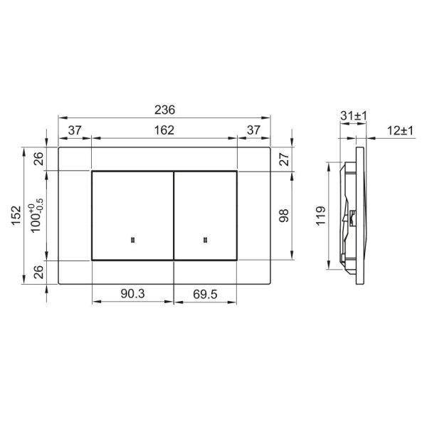 Клавиша OLIVE'S для инсталляции черный PORTO (PR412B)