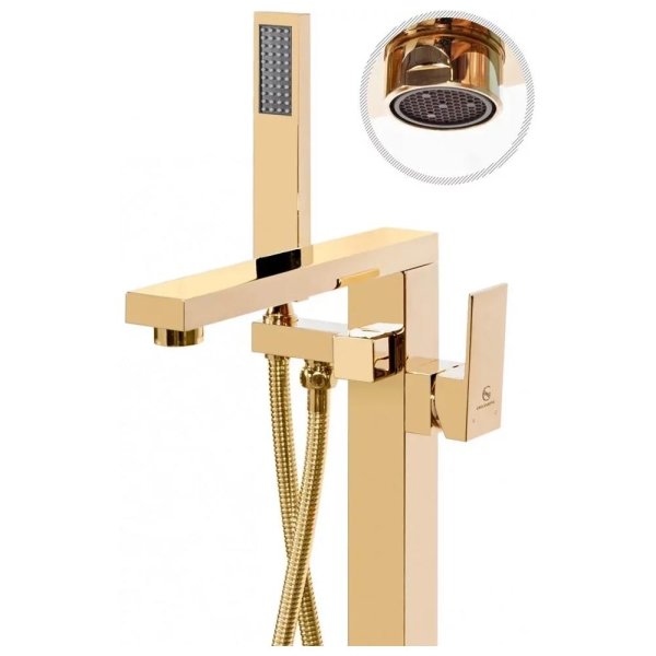 Смеситель напольный для ванны Groсenberg GB800GO, золото